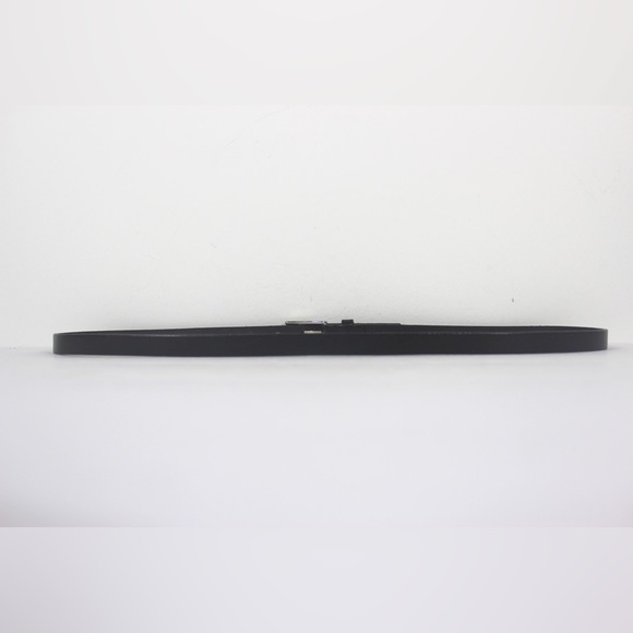 DANIER Super Skinny Black Leather Belt Silver Buckle Large L - Picture 6 of 9